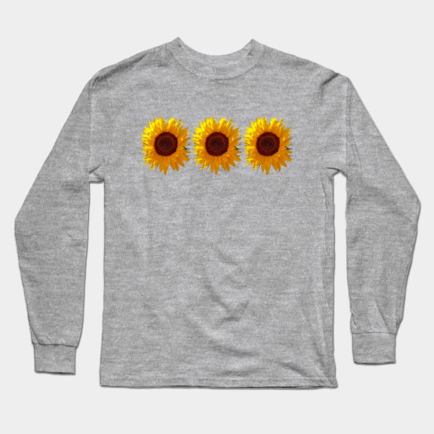 Three Sunflowers Photo Long Sleeve T-Shirt by ellenhenryart